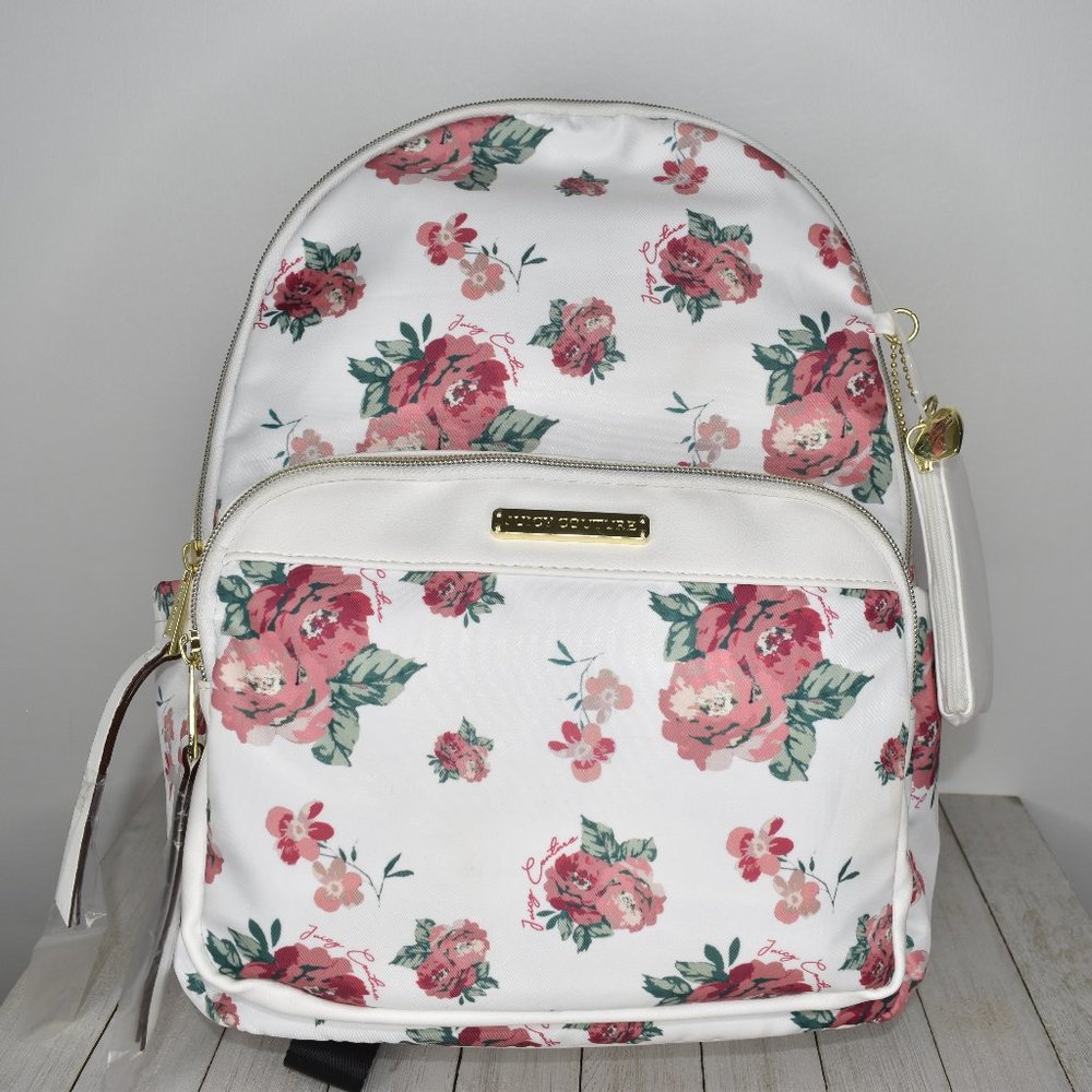 Juicy Couture Floral Backpack Vintage Rose White